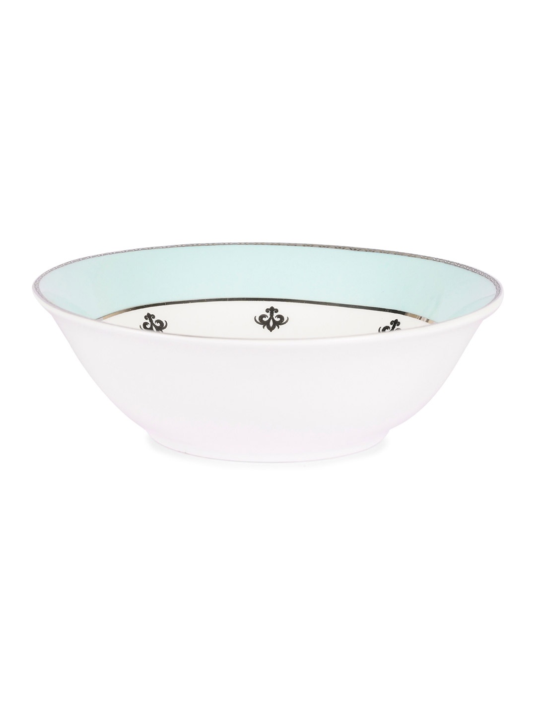 

Hitkari White & Sea Green 6 Pieces Printed Porcelain Matte Bowls