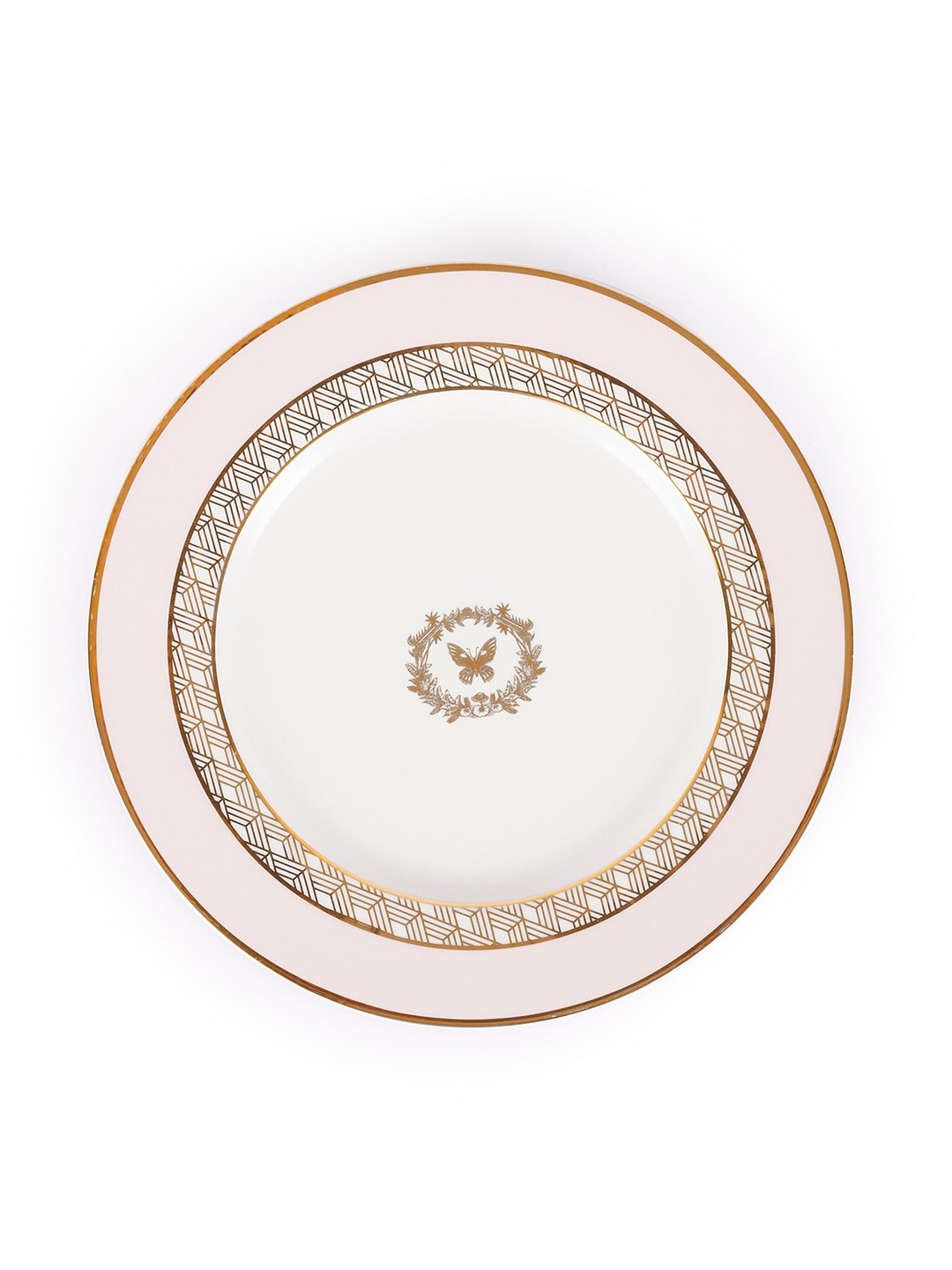 

Hitkari Mimosa White & Gold-Toned Printed Round Ceramic Matte Plate