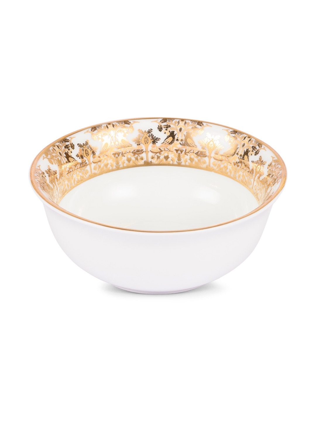 

Hitkari Jannat 6 Pieces White & Gold-Toned Printed Porcelain Matte Bowls