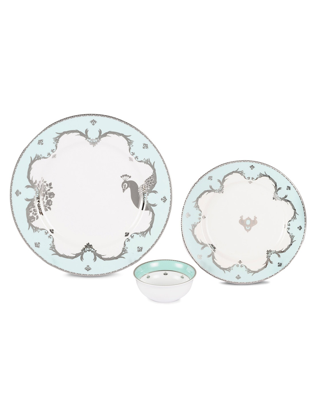 

Hitkari Green 18 Pieces Printed Porcelain Matte Dinner Set