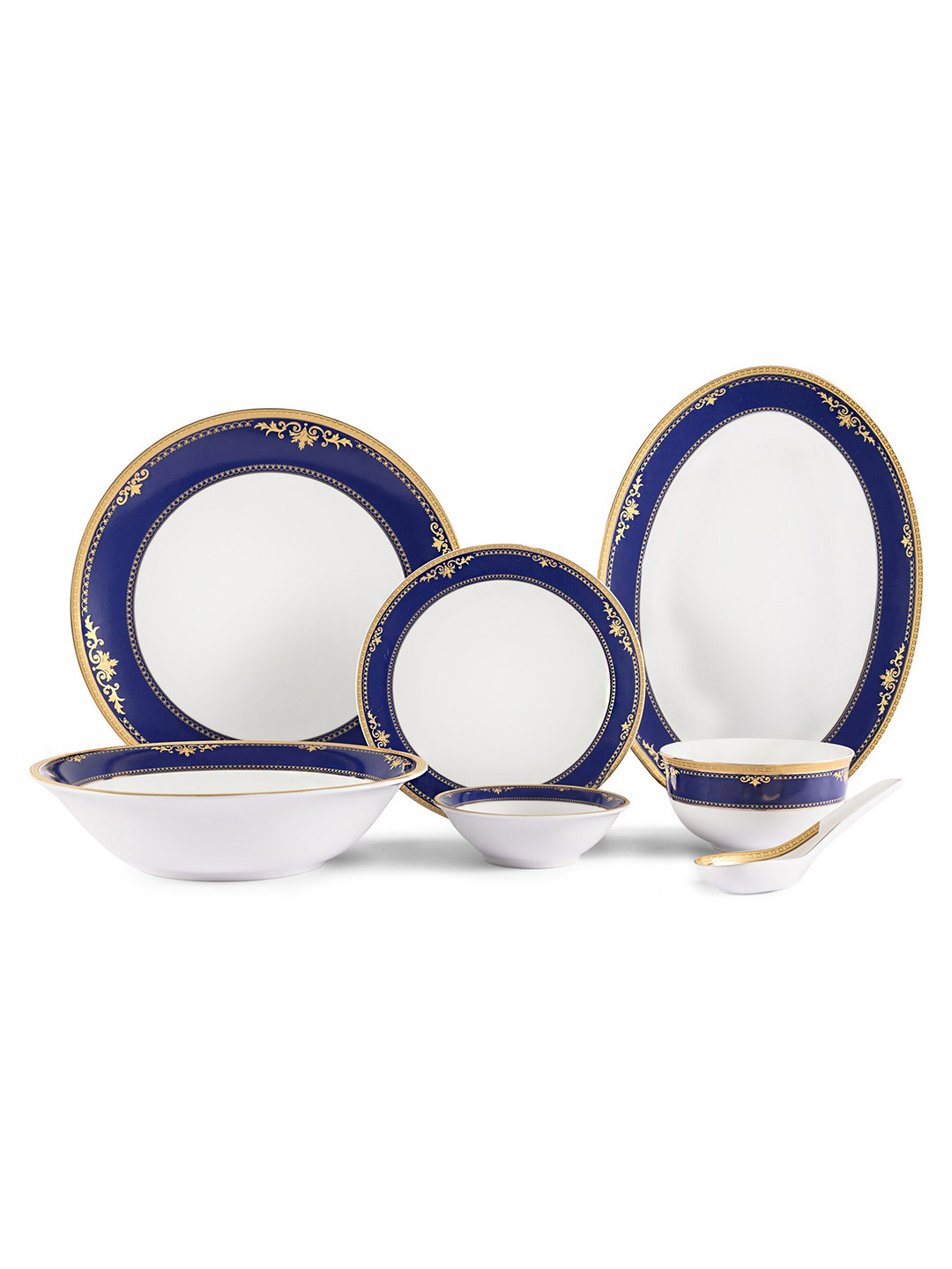 

Hitkari White & Blue 33 Pieces Printed Porcelain Matte Dinner Set