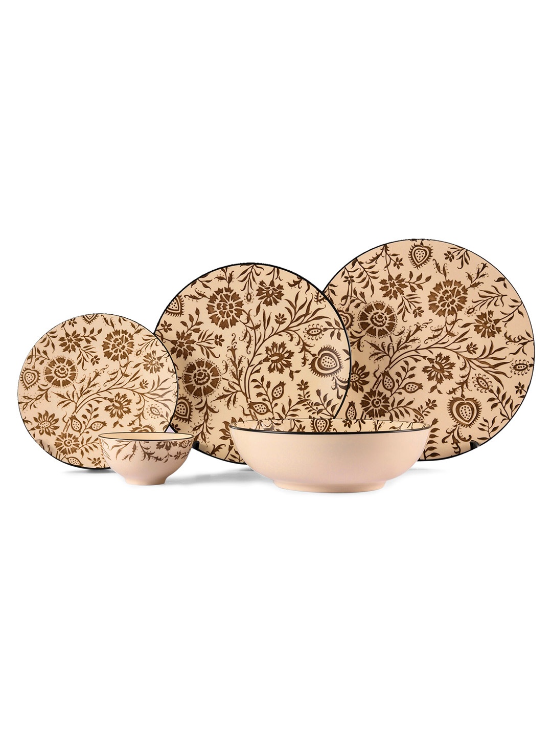 

Hitkari Sulur 21 Pieces Beige & Brown Printed Porcelain Matte Dinner Set