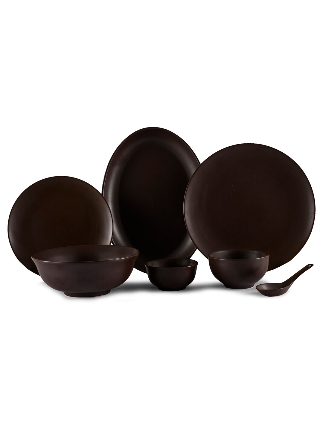 

Hitkari Brown 33 Pieces Porcelain Matte Dinner Set