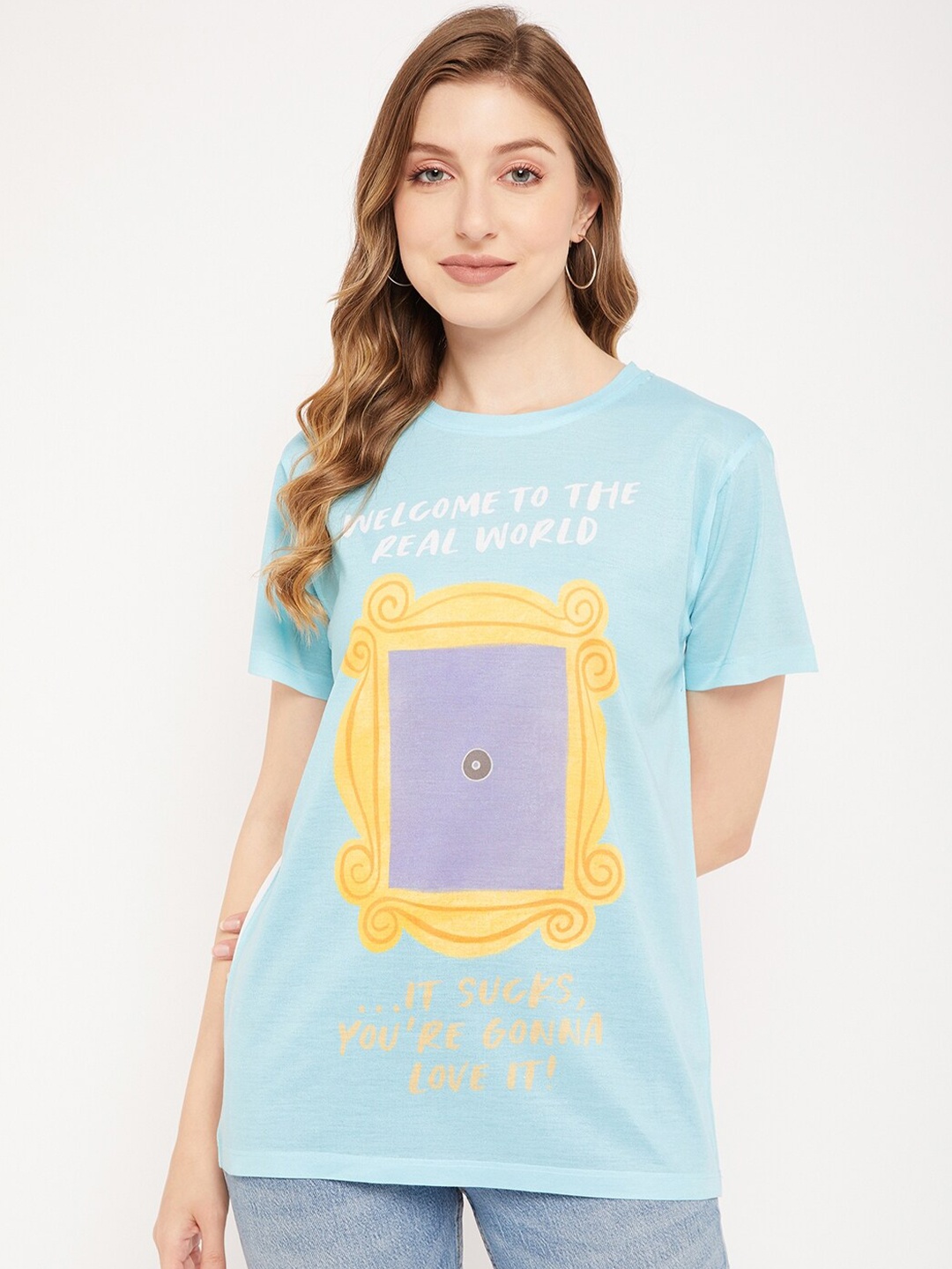 

Wear Your Mind Friends Graphic Printed T-Shirt, Blue