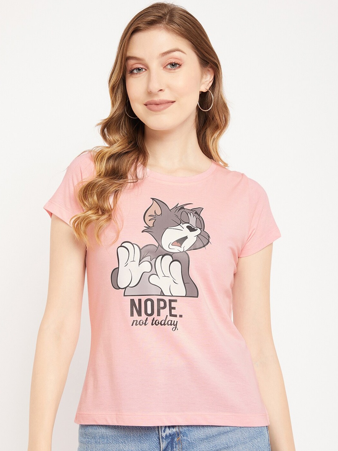 

Wear Your Mind Jerry Graphic Printed Pure Cotton T-Shirt, Pink