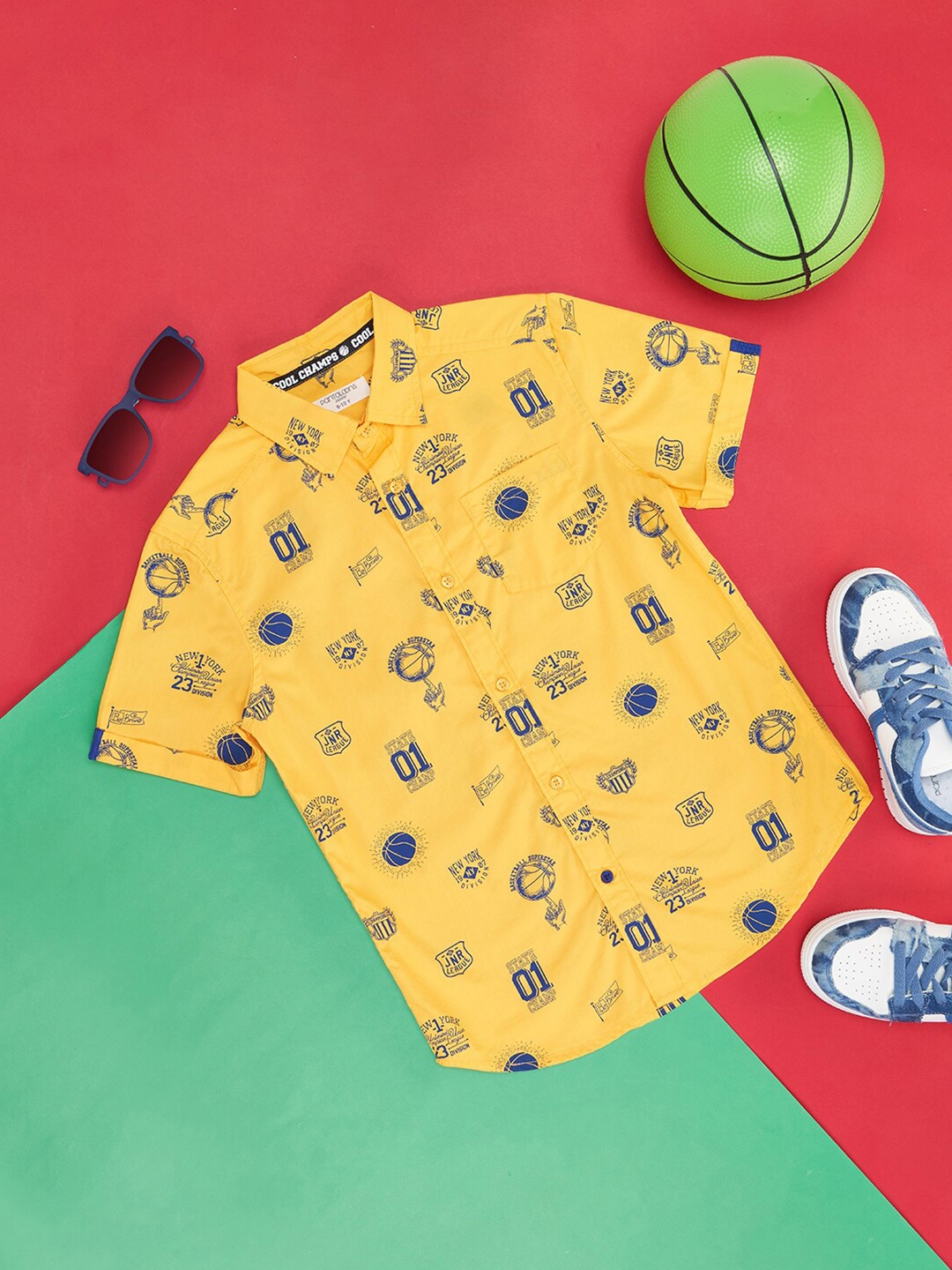 

Pantaloons Junior Boys Conversational Printed Cotton Casual Shirt, Yellow