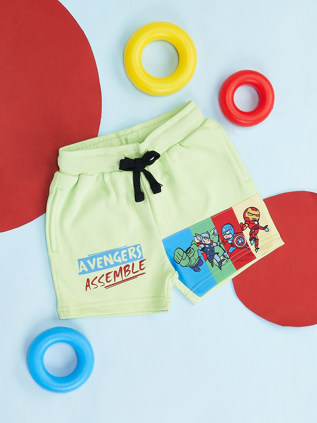 

Pantaloons Baby Boys Avengers Printed Cotton Shorts, Green