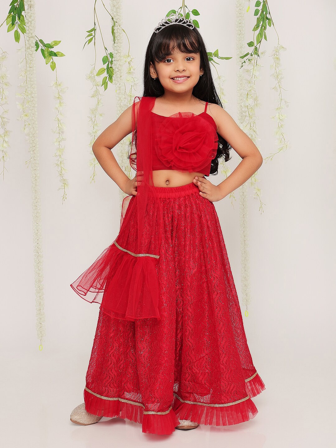 

KID1 Girls Ready to Wear Lehenga & Blouse With Dupatta, Red
