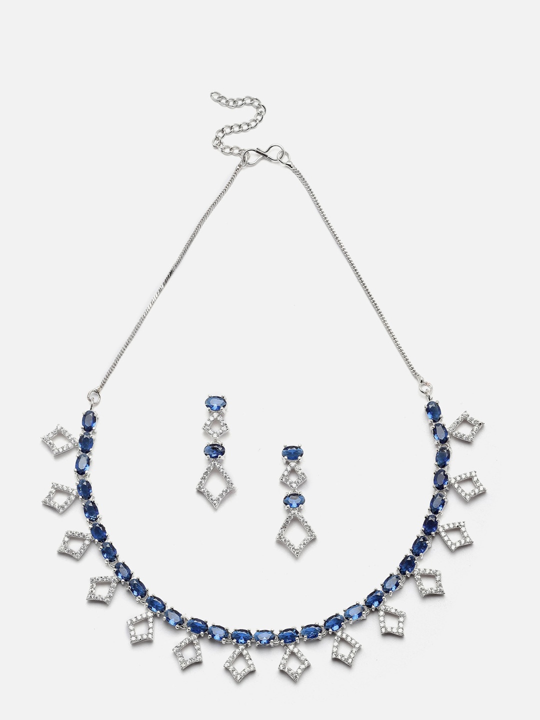 

Anouk Rhodium-Plated AD Studded Jewellery Set, Silver