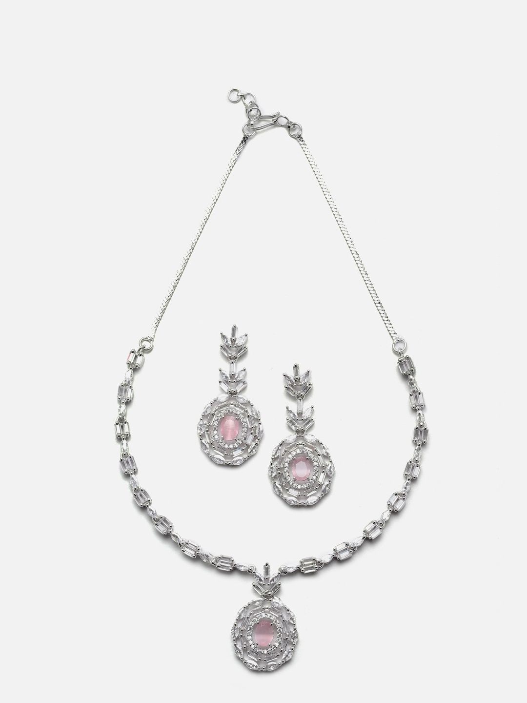 

Anouk Rhodium-Plated AD-Studded Necklace & Earrings, Silver