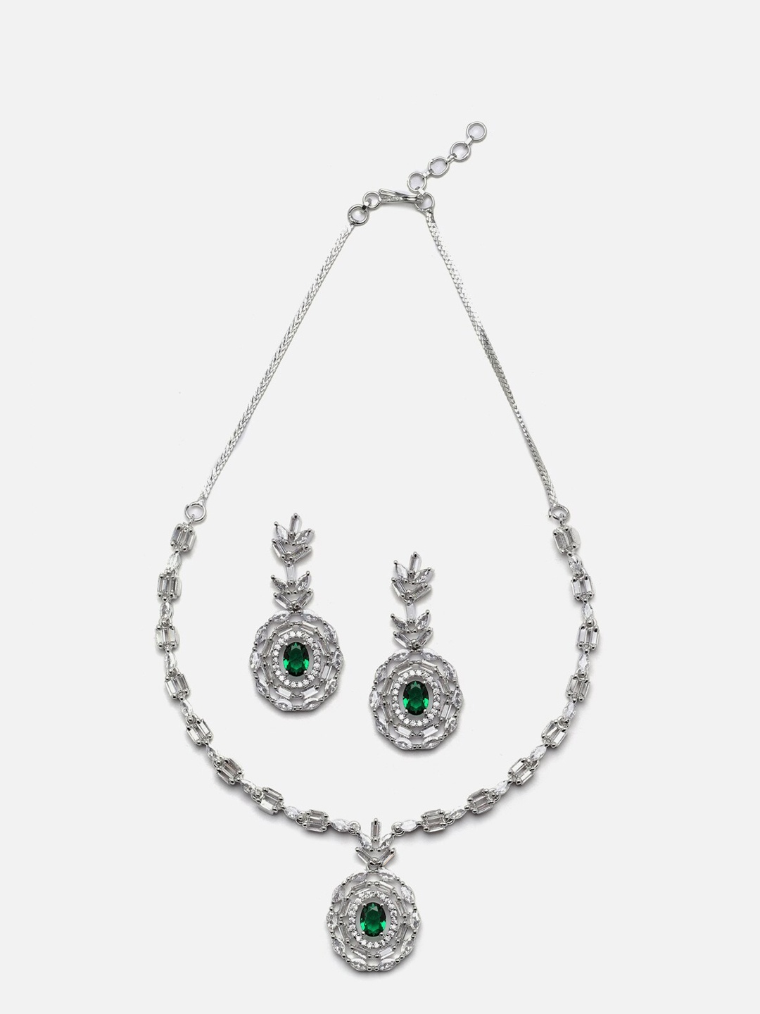 

Anouk Rhodium-Plated Stone Studded Necklace & Earrings, Silver