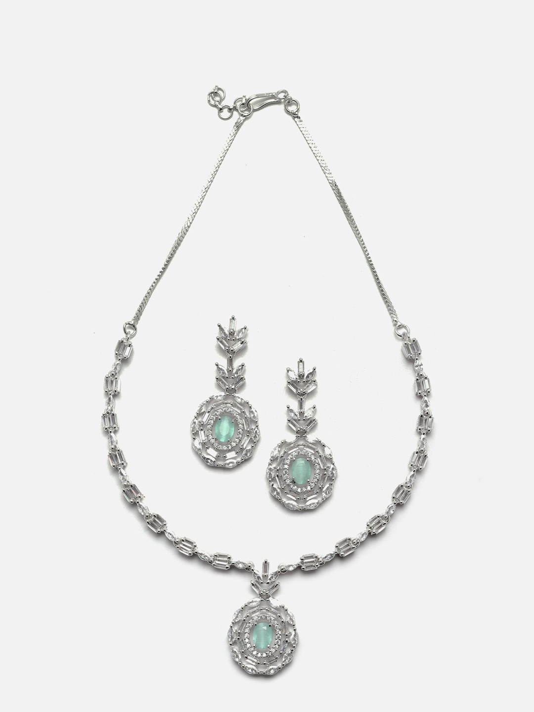 

Anouk Rhodium-Plated AD-Studded Necklace & Earrings, Silver