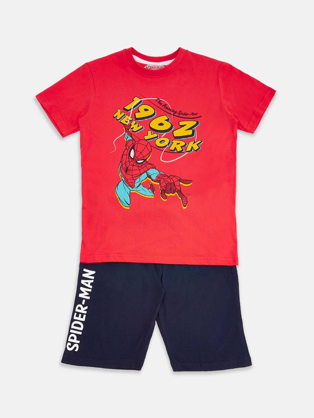 

Pantaloons Junior Kids Spiderman Printed Night Suit, Red