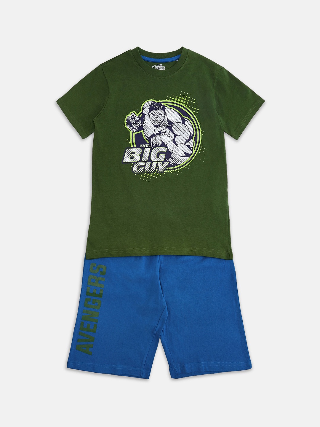 

Pantaloons Junior Kids Hulk Printed Night Suit, Olive