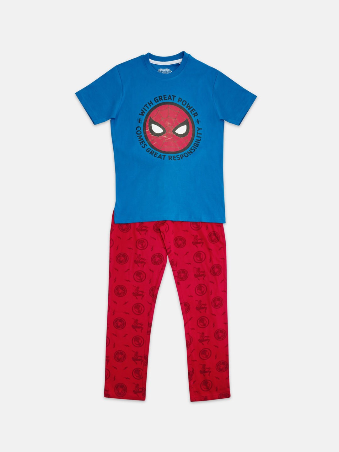 

Pantaloons Junior Kids Spiderman Printed Night Suit, Blue