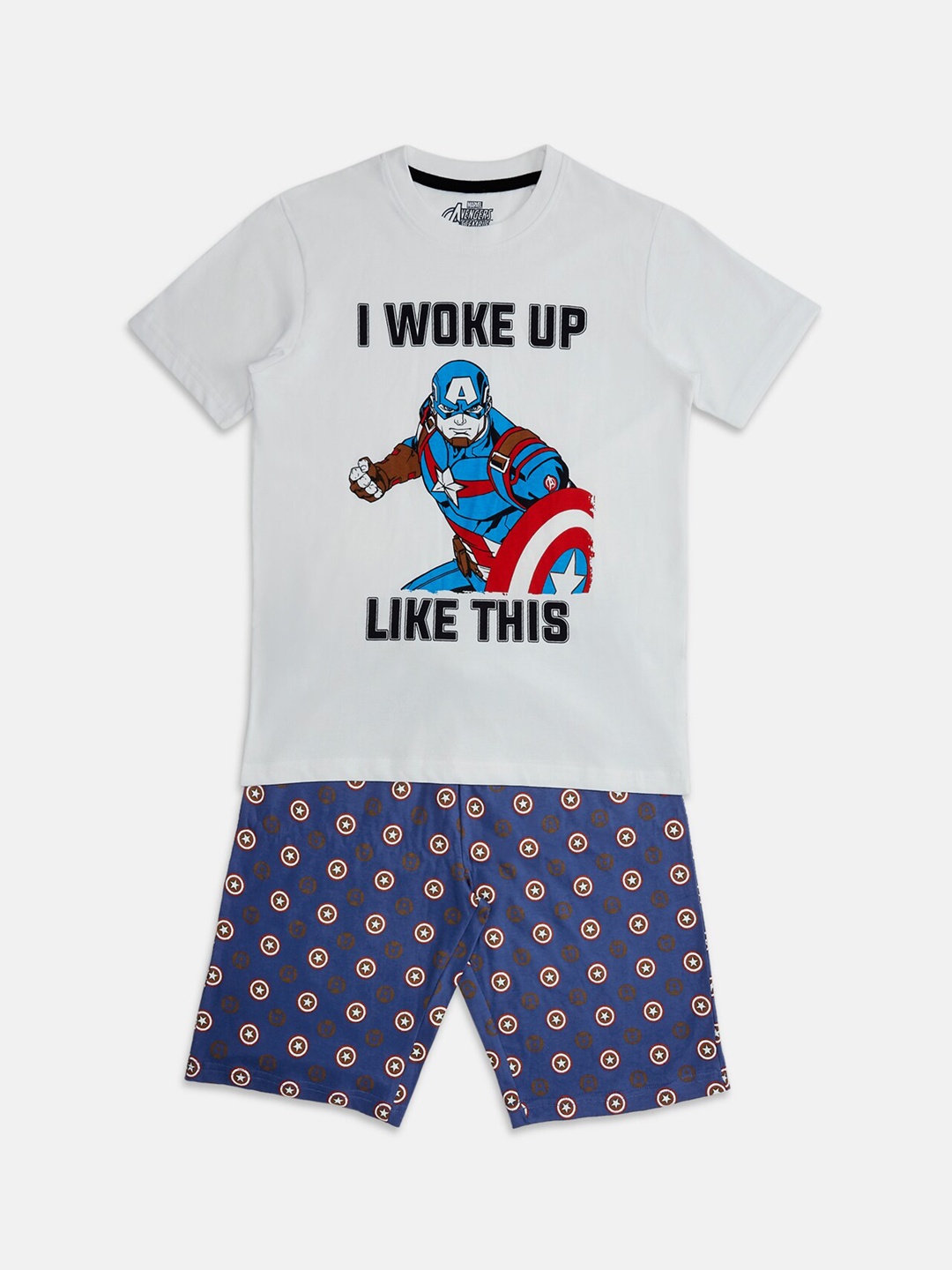 

Pantaloons Junior Boys Iron Man Printed Pure Cotton T-shirt With Shorts, Grey