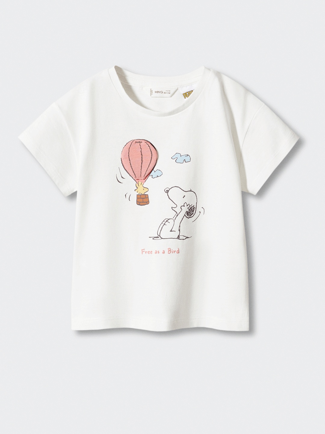 

Mango Kids Girls Snoopy Dog Printed Pure Cotton T-shirt, White