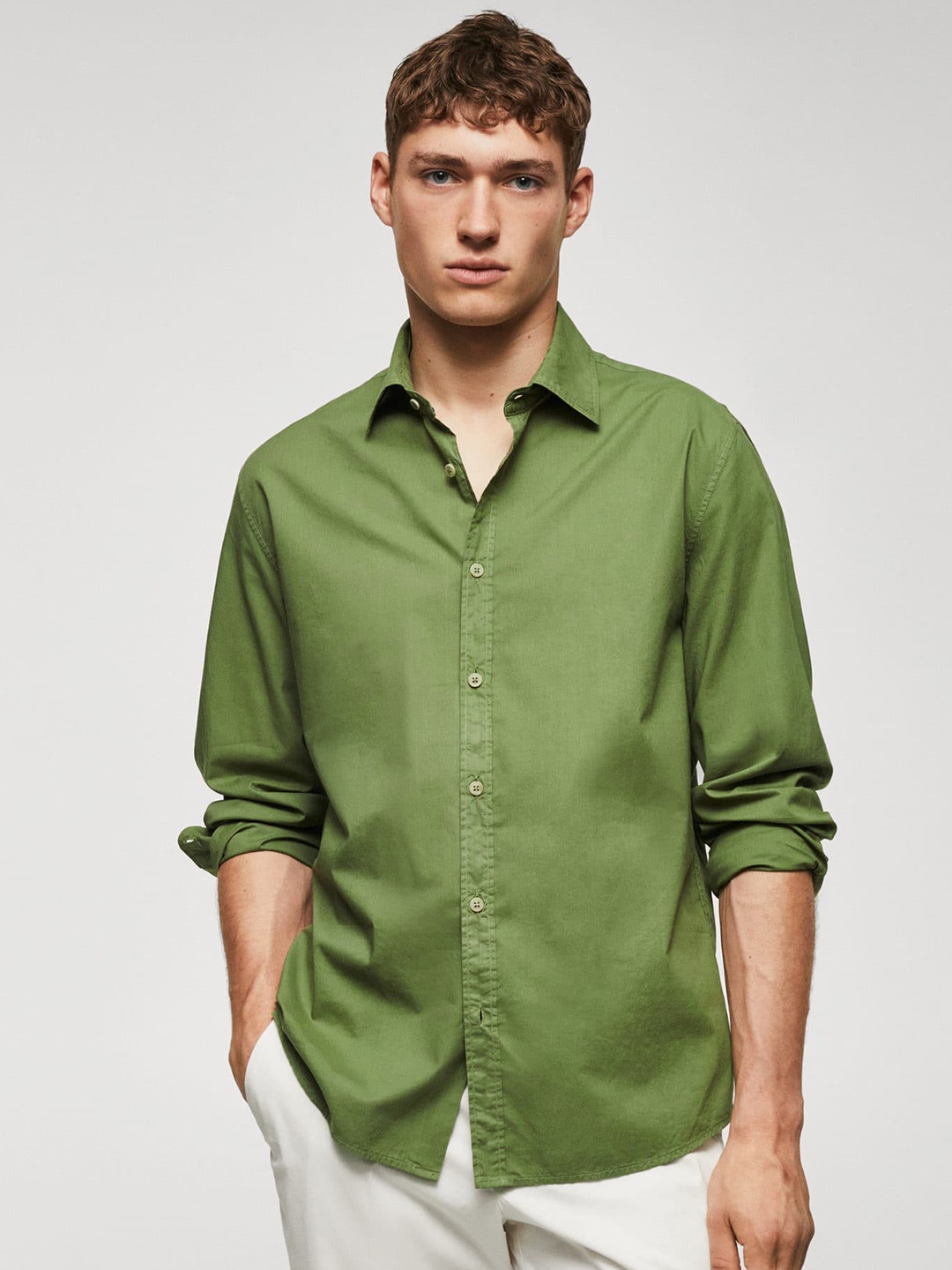 

MANGO MAN Pure Cotton Casual Shirt, Green