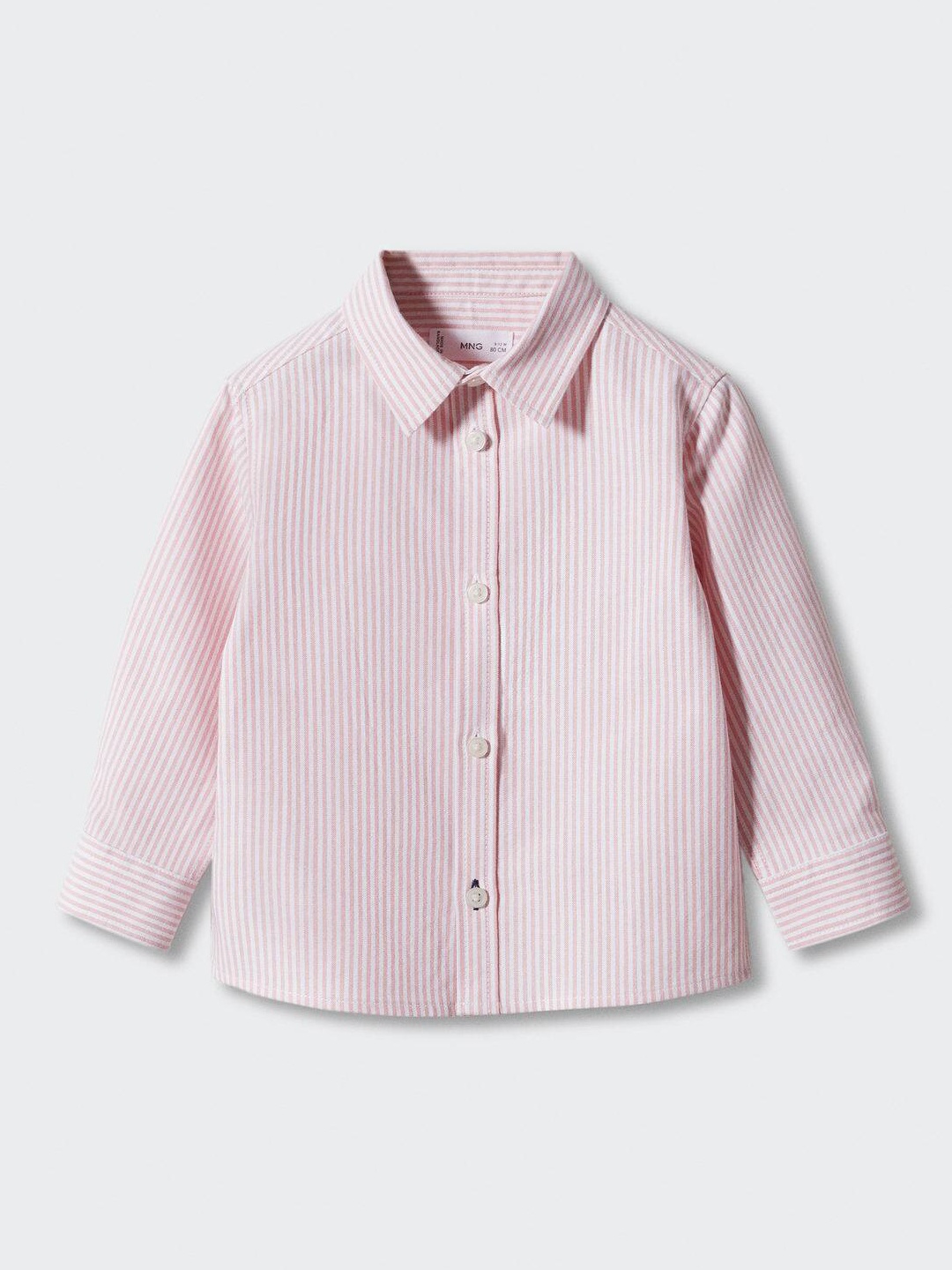 

Mango Kids Boys Vertically Striped Regular Fit Pure Cotton Oxford Shirt, Pink