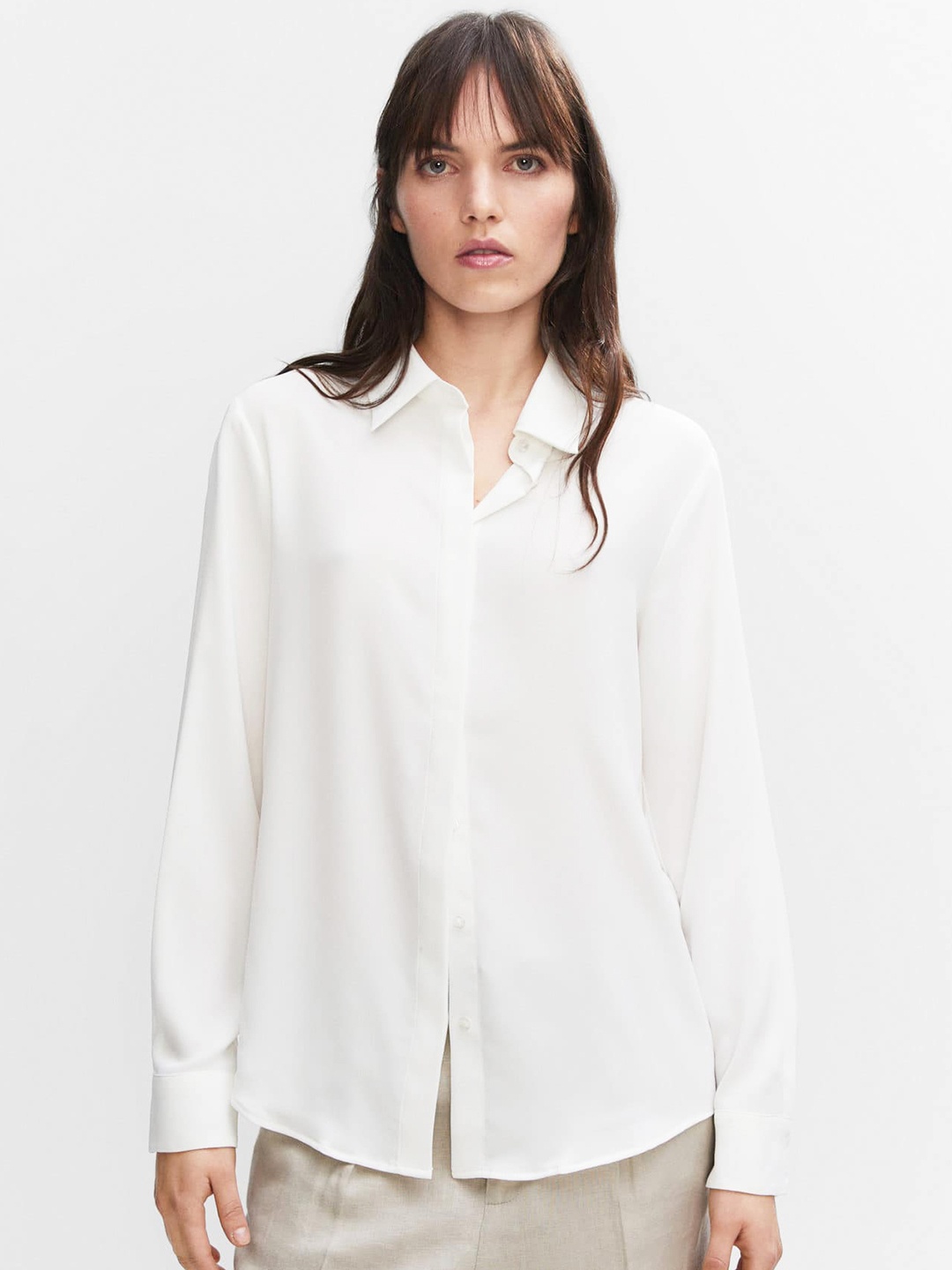 

MANGO Spread Collar Casual Shirt, White