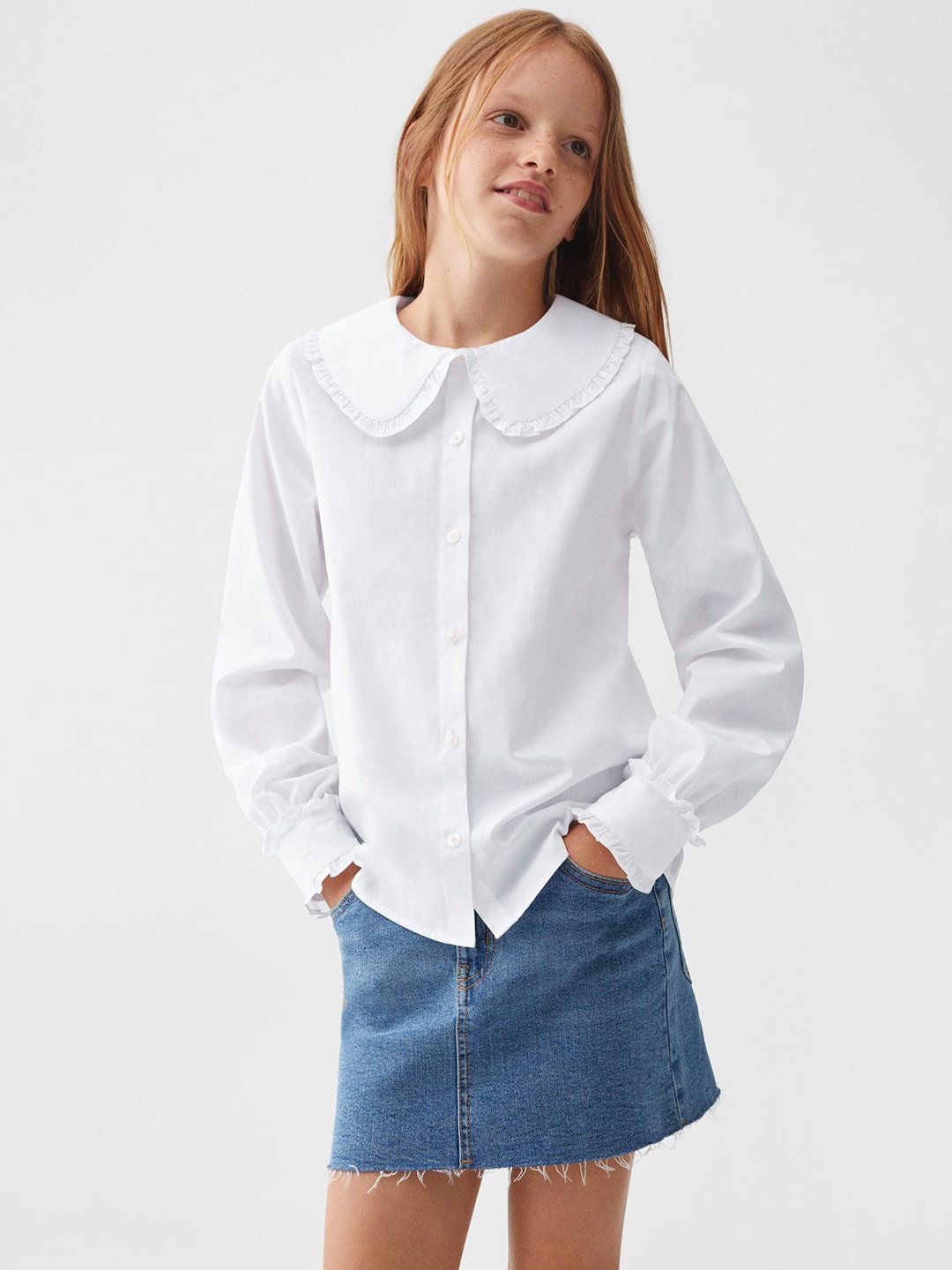 

Mango Kids Girls Pure Cotton Opaque Casual Shirt, White