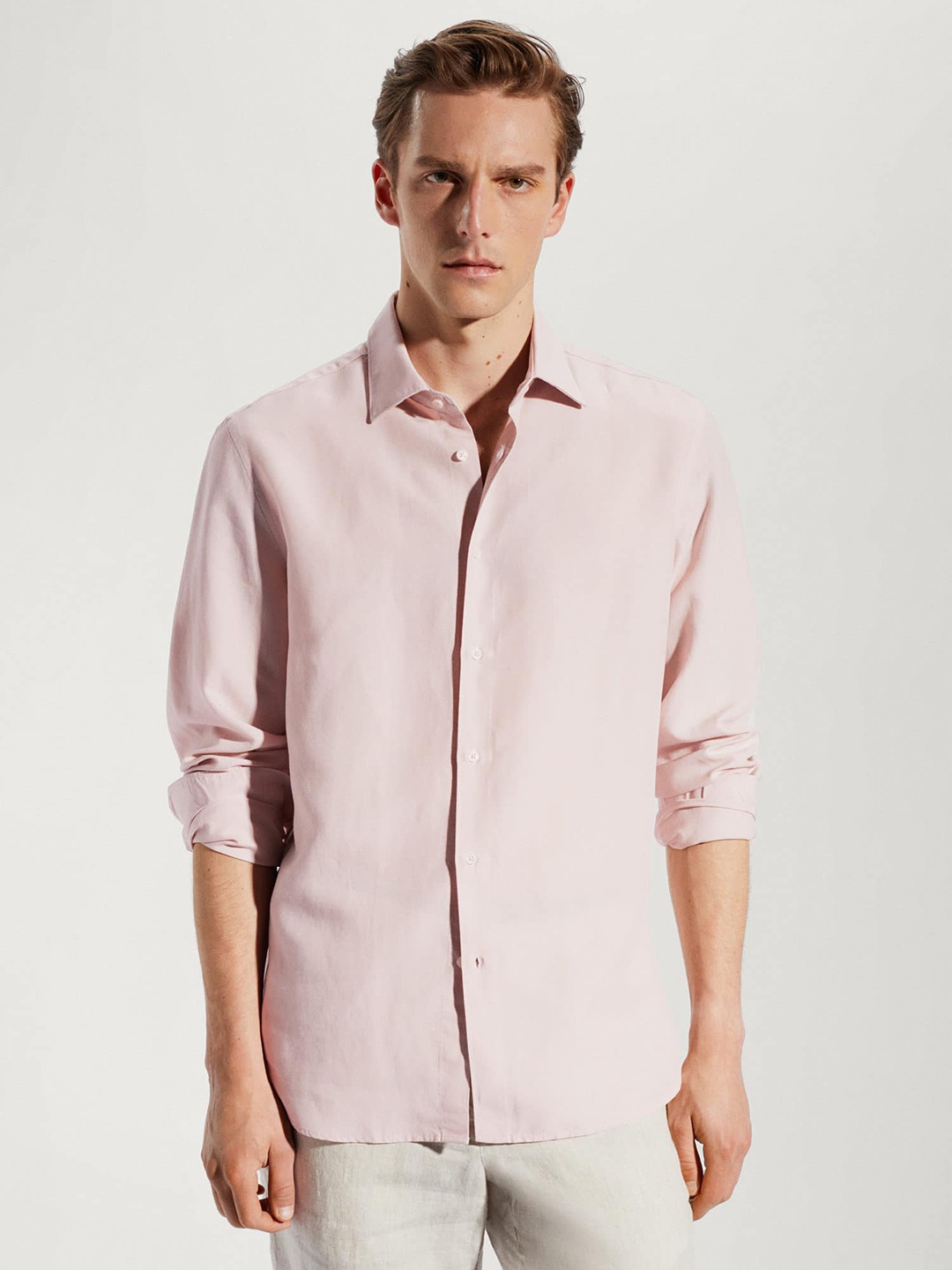 

MANGO MAN Slim Fit Opaque Casual Shirt, Pink