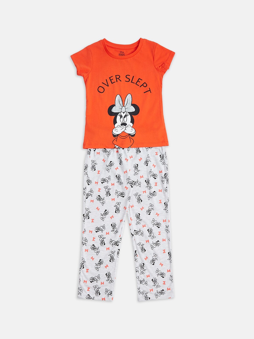 

Pantaloons Junior Girls Minnie Mouse Printed T-shirt With Pyjamas, Orange