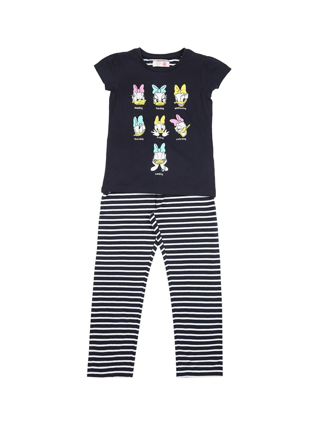 

Pantaloons Junior Girls Donald Duck Printed T-shirt With Pyjamas, Navy blue