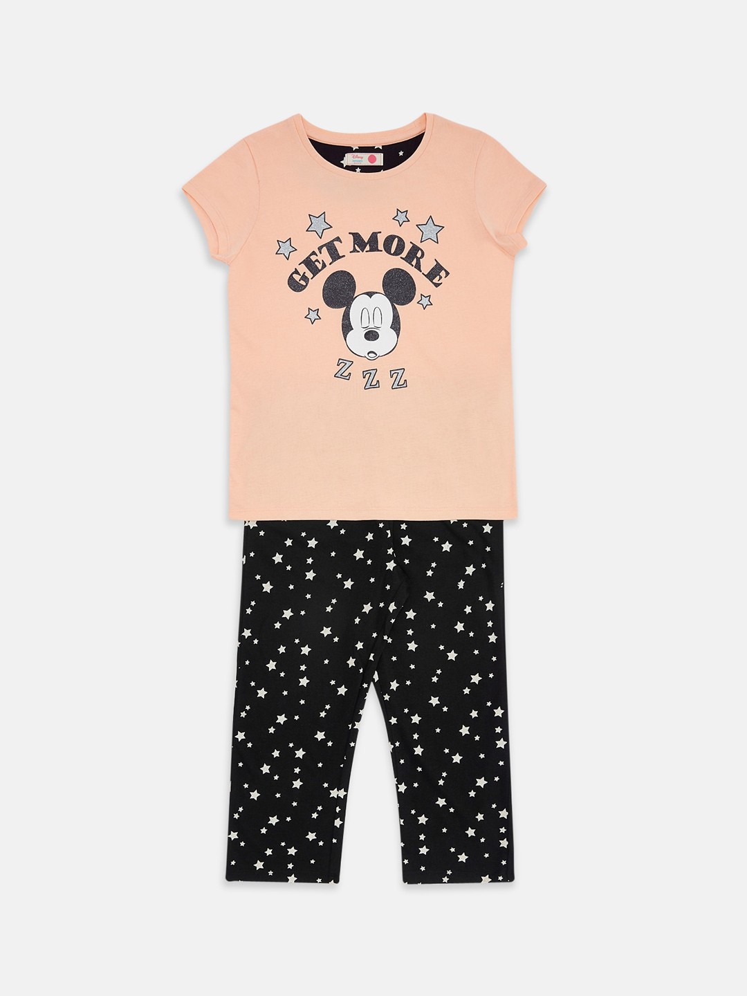 

Pantaloons Junior Girls Minnie Mouse Printed Pure Cotton Night suits, Peach