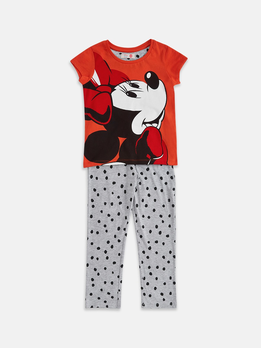 

Pantaloons Junior Girls Minnie Mouse Printed Pure Cotton Top With Pyjama, Orange