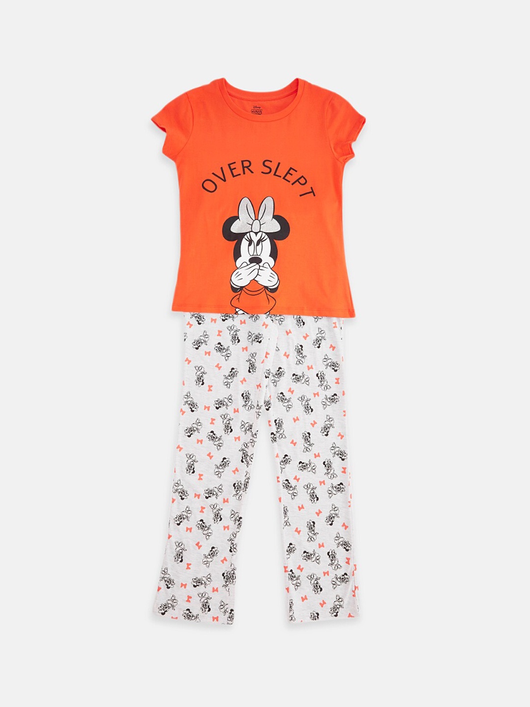 

Pantaloons Junior Girls Minnie Mouse Printed Top With Pyjama, Orange