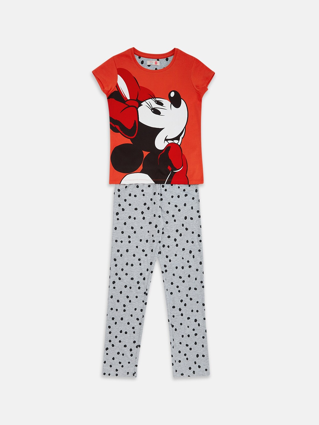 

Pantaloons Junior Girls Minnie Mouse Printed T-shirt With Trousers, Red