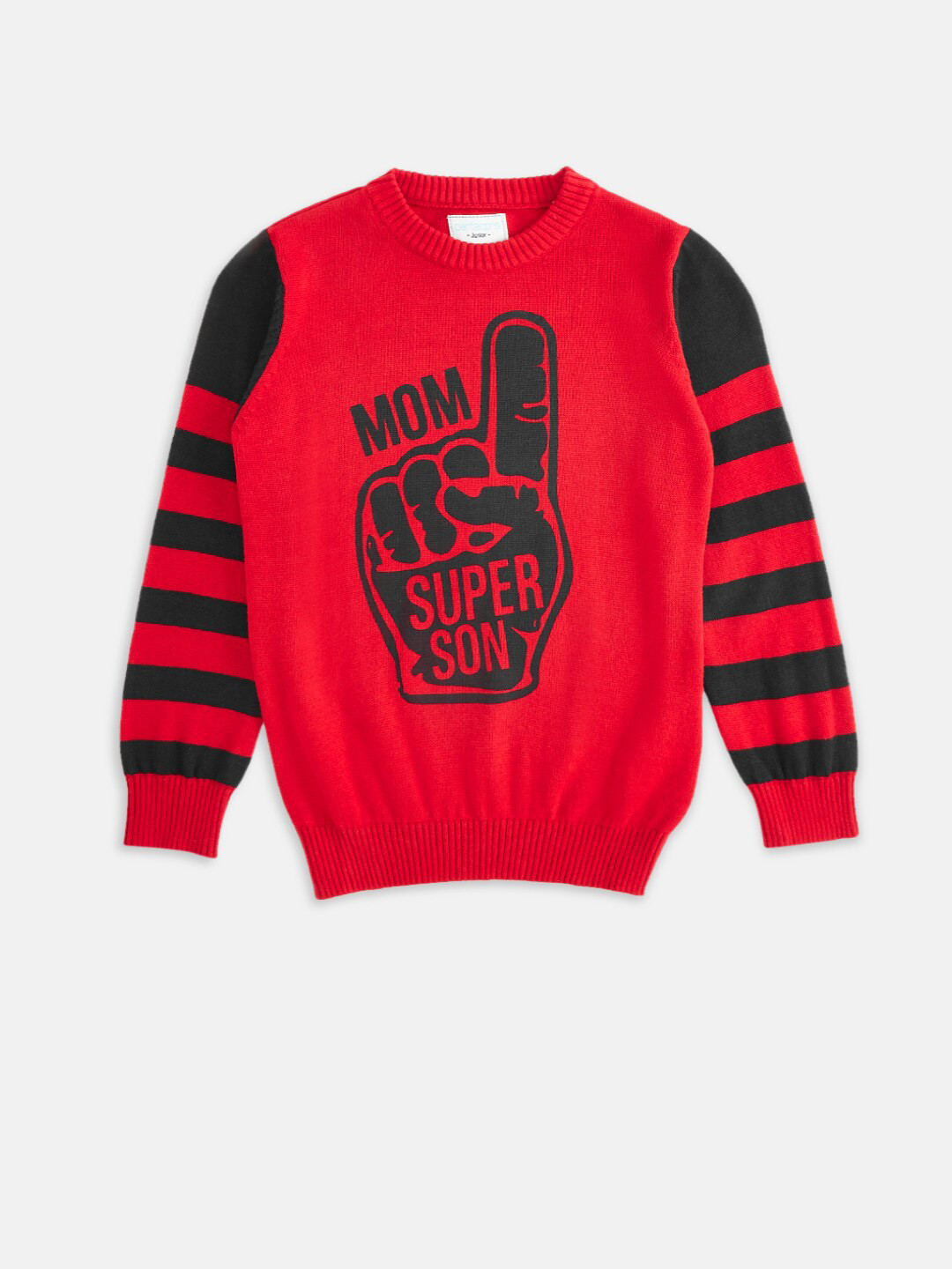 

Pantaloons Junior Boys Typography Printed Acrylic Pullover, Red