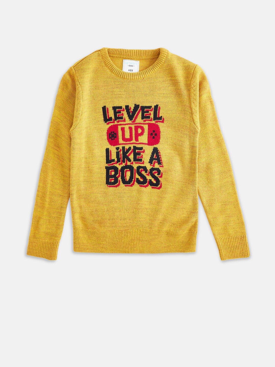 

Pantaloons Junior Kids Boys Typography Printed Sweatshirt, Mustard