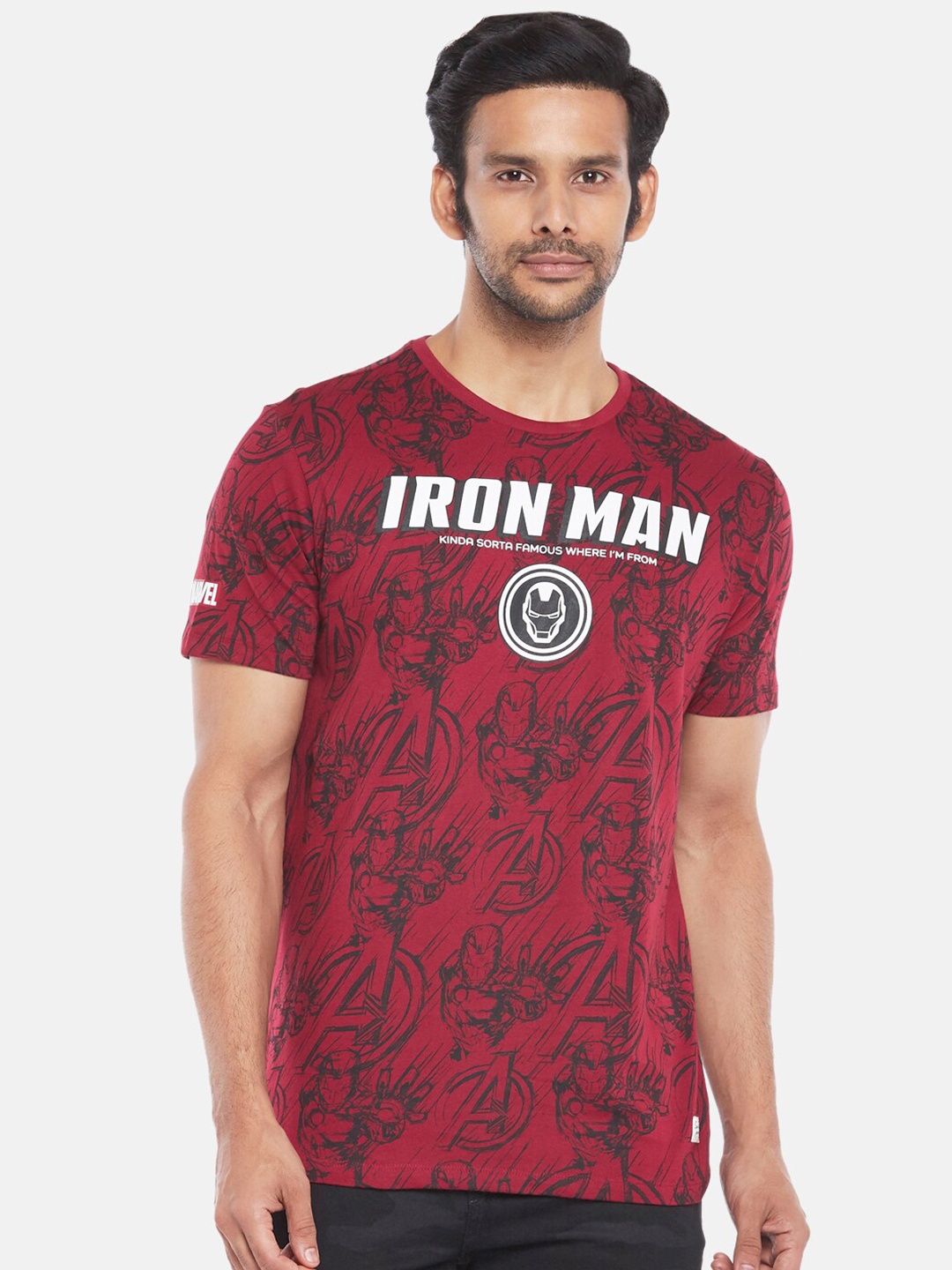 

Pantaloons Baby Iron Man Printed Cotton T-Shirt, Red
