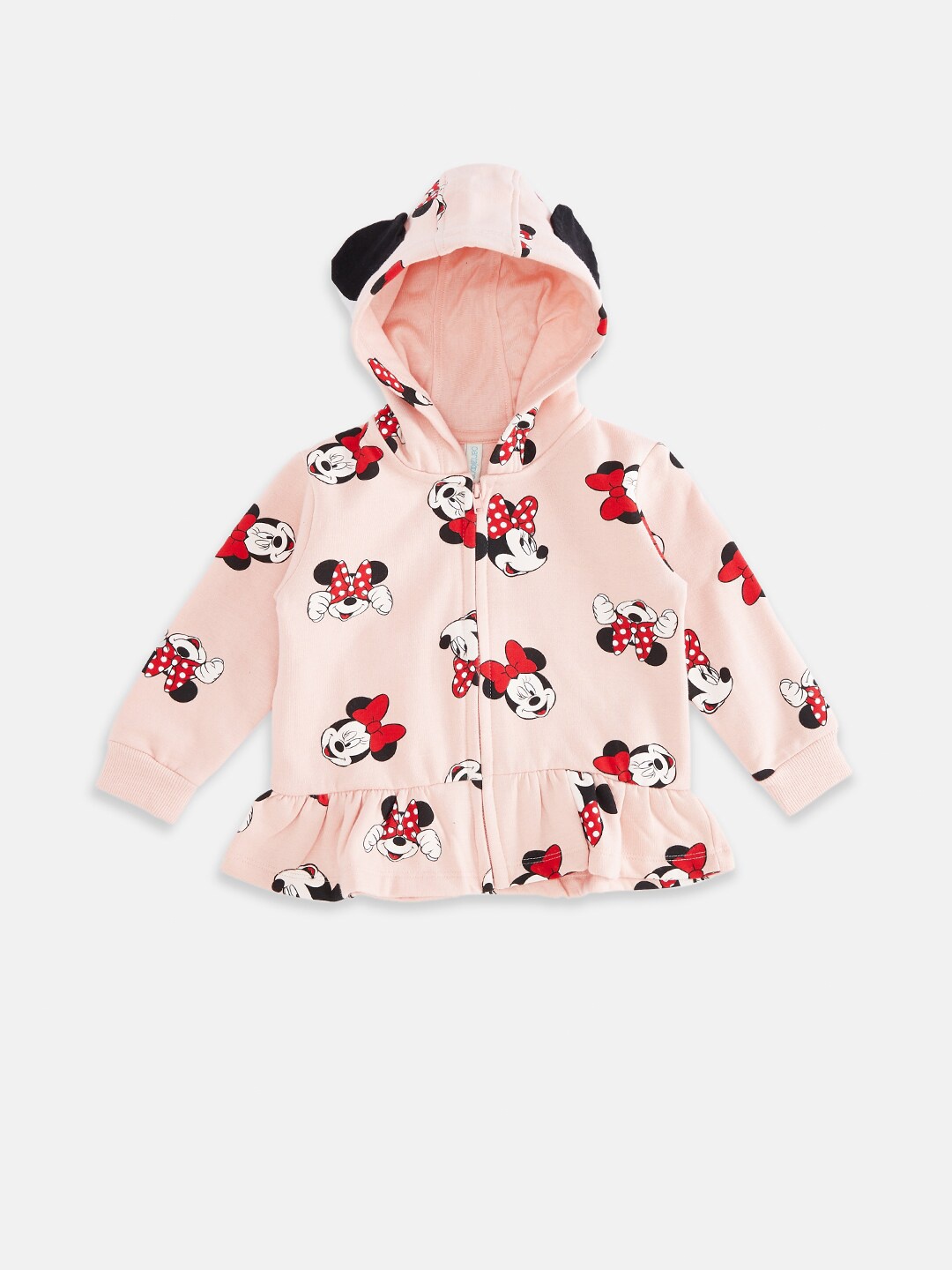 

Pantaloons Baby Infant Girls Minnie Mouse Printed Cotton Sweatshirt, Peach