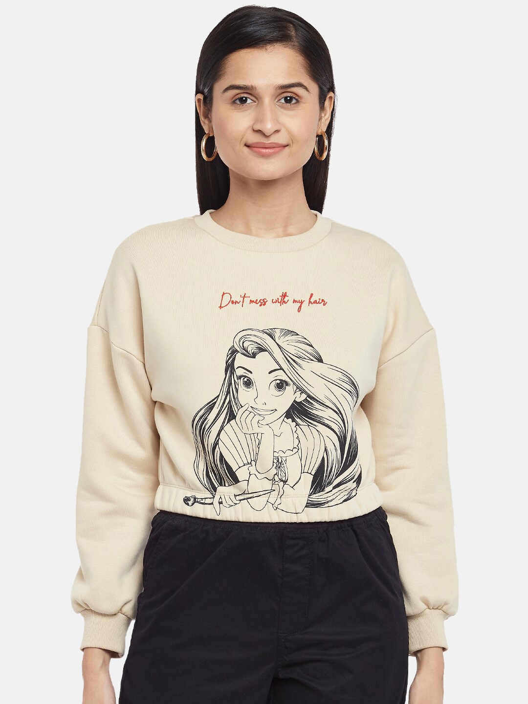 

Honey by Pantaloons Rapunzel Printed Cotton Sweatshirt, Beige