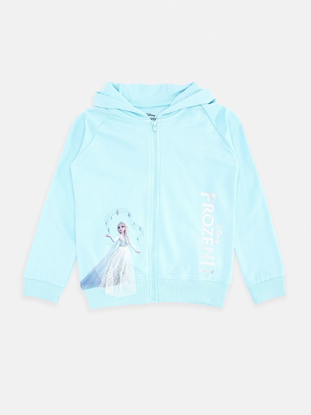 

Pantaloons Junior Frozen Printed Hooded Cotton Front-Open Sweatshirt, Blue