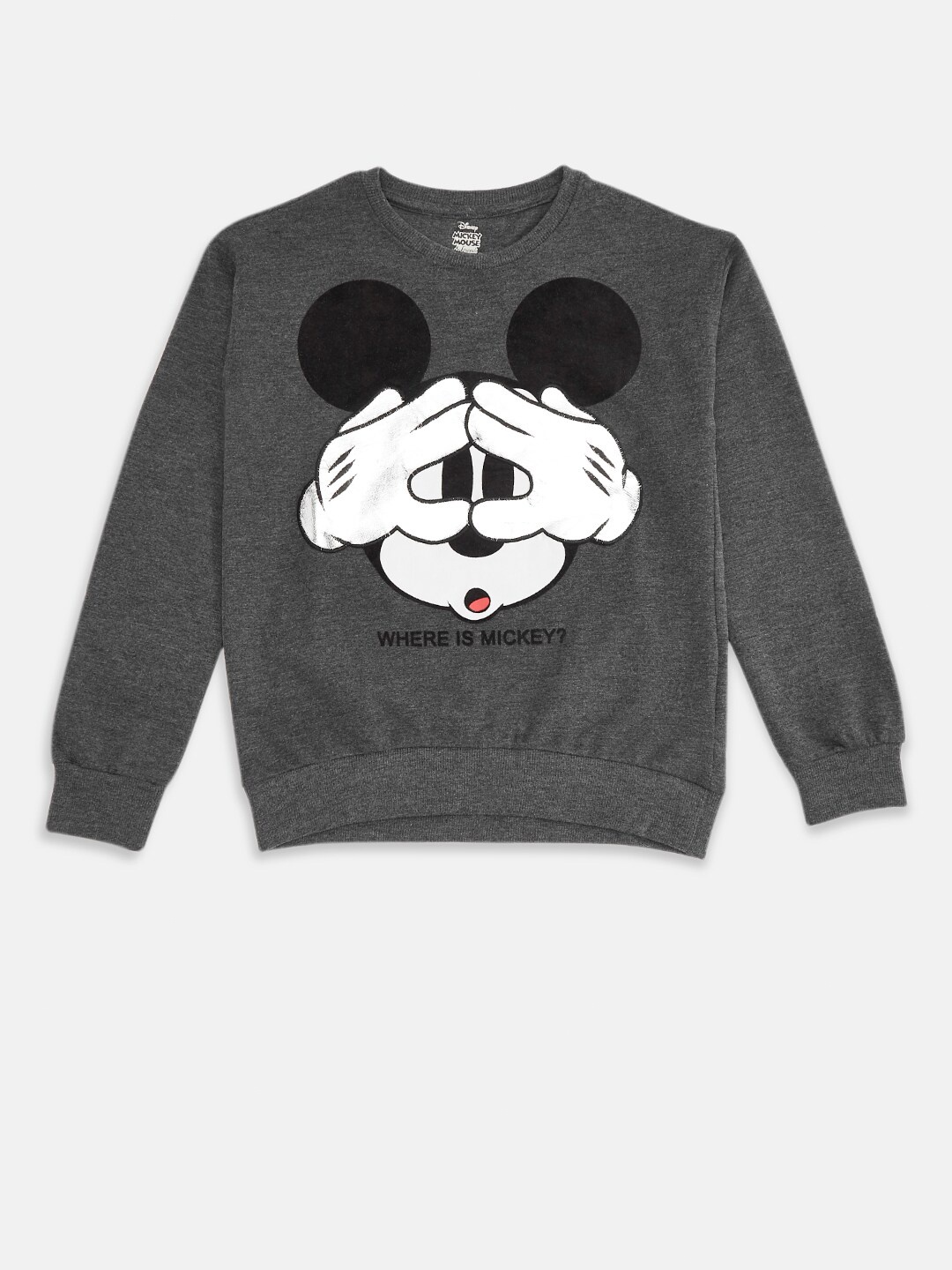 

Pantaloons Junior Girls Mickey Mouse Printed Pullover, Grey