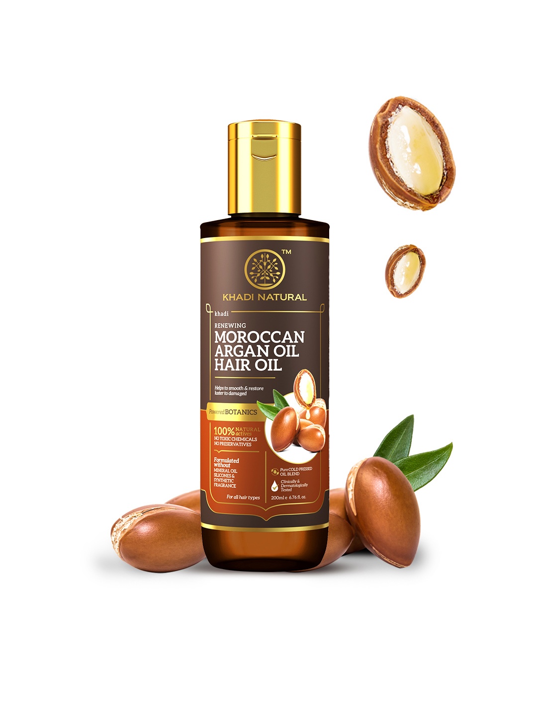 

Khadi Natural Power Botanics Moroccan Argan Smooth & Shine Hair Oil - 200ml, Brown