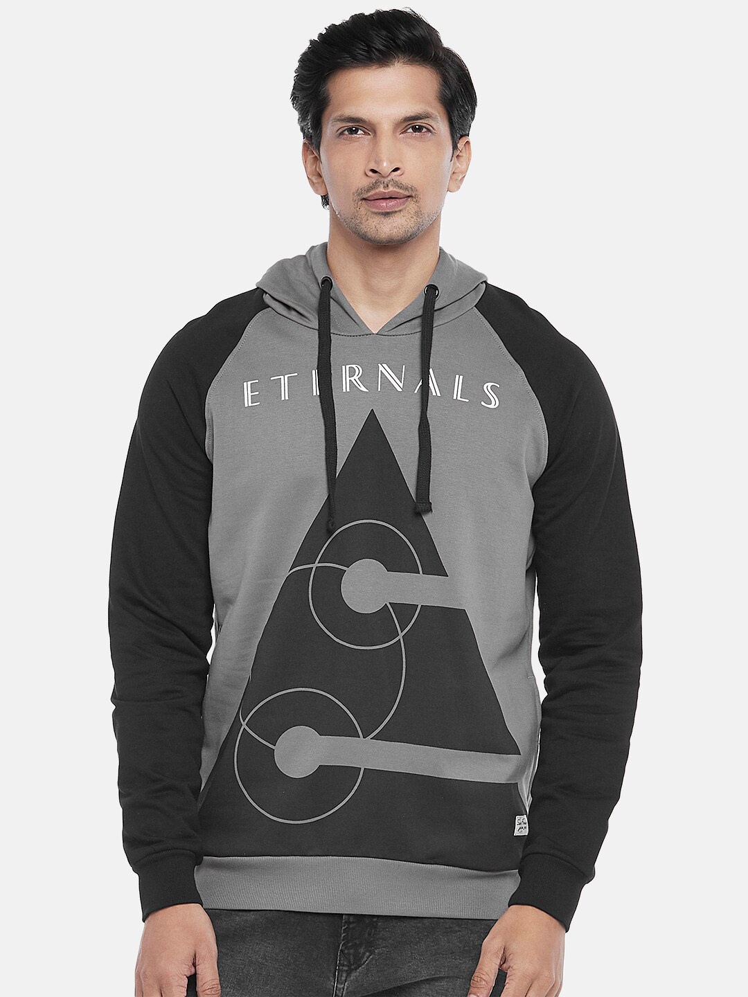 

SF JEANS by Pantaloons Graphic Printed Cotton Sweatshirt, Charcoal