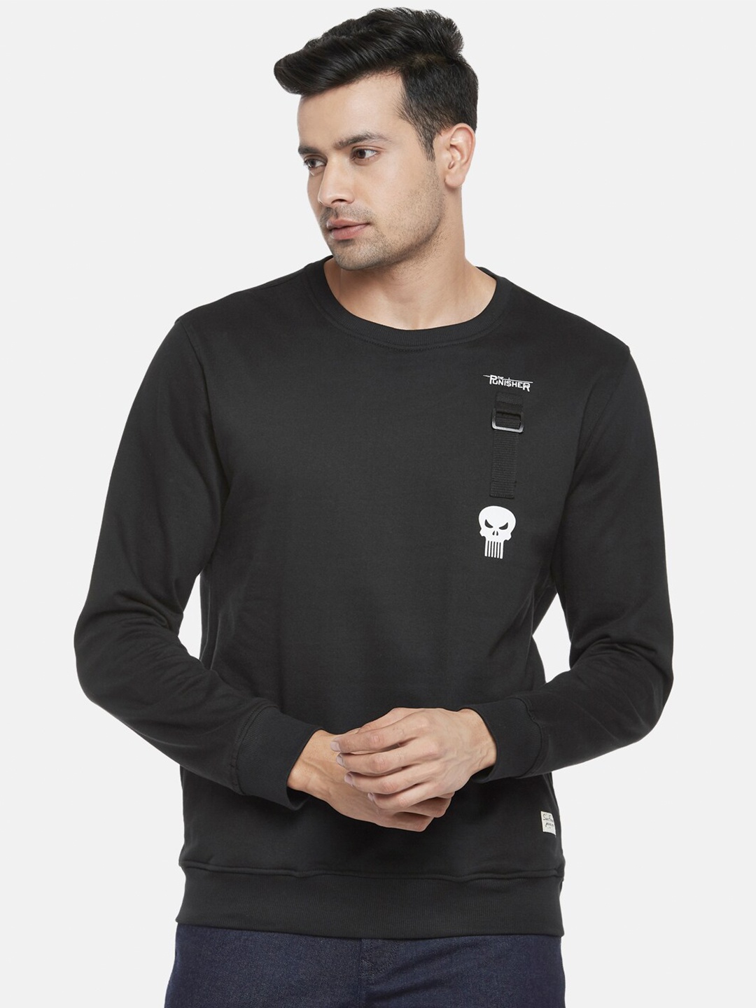 

SF JEANS by Pantaloons Round Neck Cotton Pullover, Black