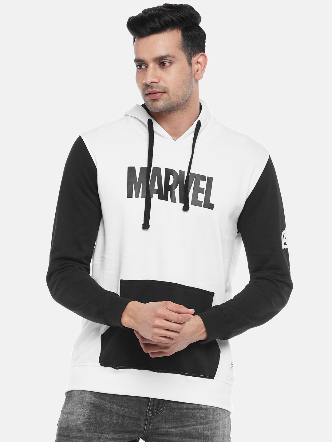 

SF JEANS by Pantaloons Typography Printed Hooded Cotton Pullover Sweatshirt, White