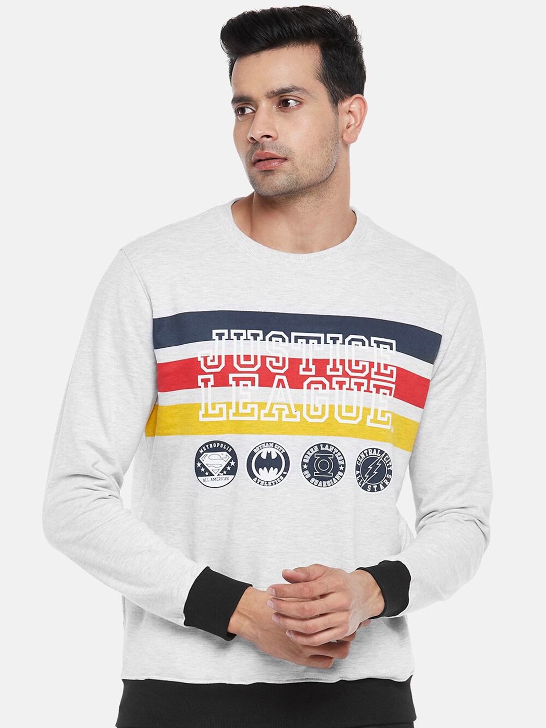 

SF JEANS by Pantaloons Typography Printed Pullover Sweatshirt, Grey melange