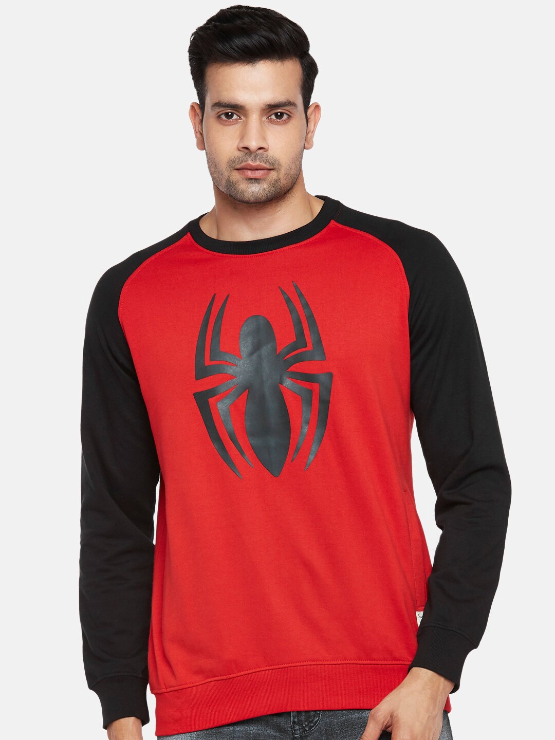 

SF JEANS by Pantaloons Graphic Printed Raglan Sleeves Cotton Pullover Sweatshirt, Red