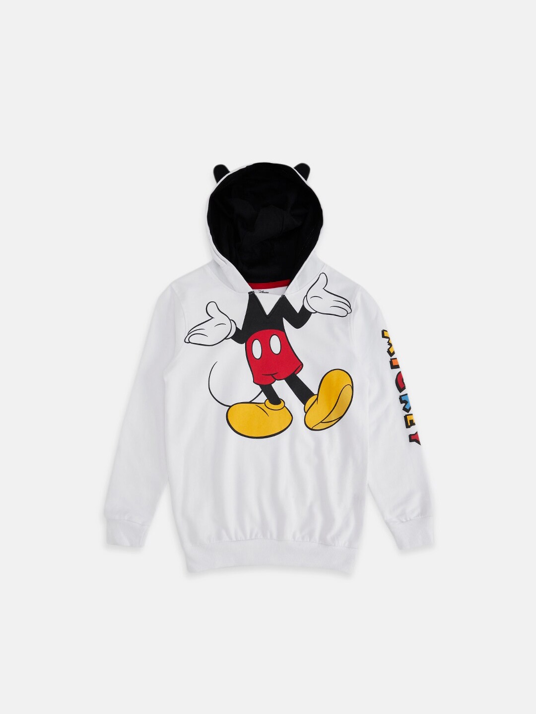 

Pantaloons Junior Boys Mickey Mouse Printed Hooded Cotton Sweatshirt, White