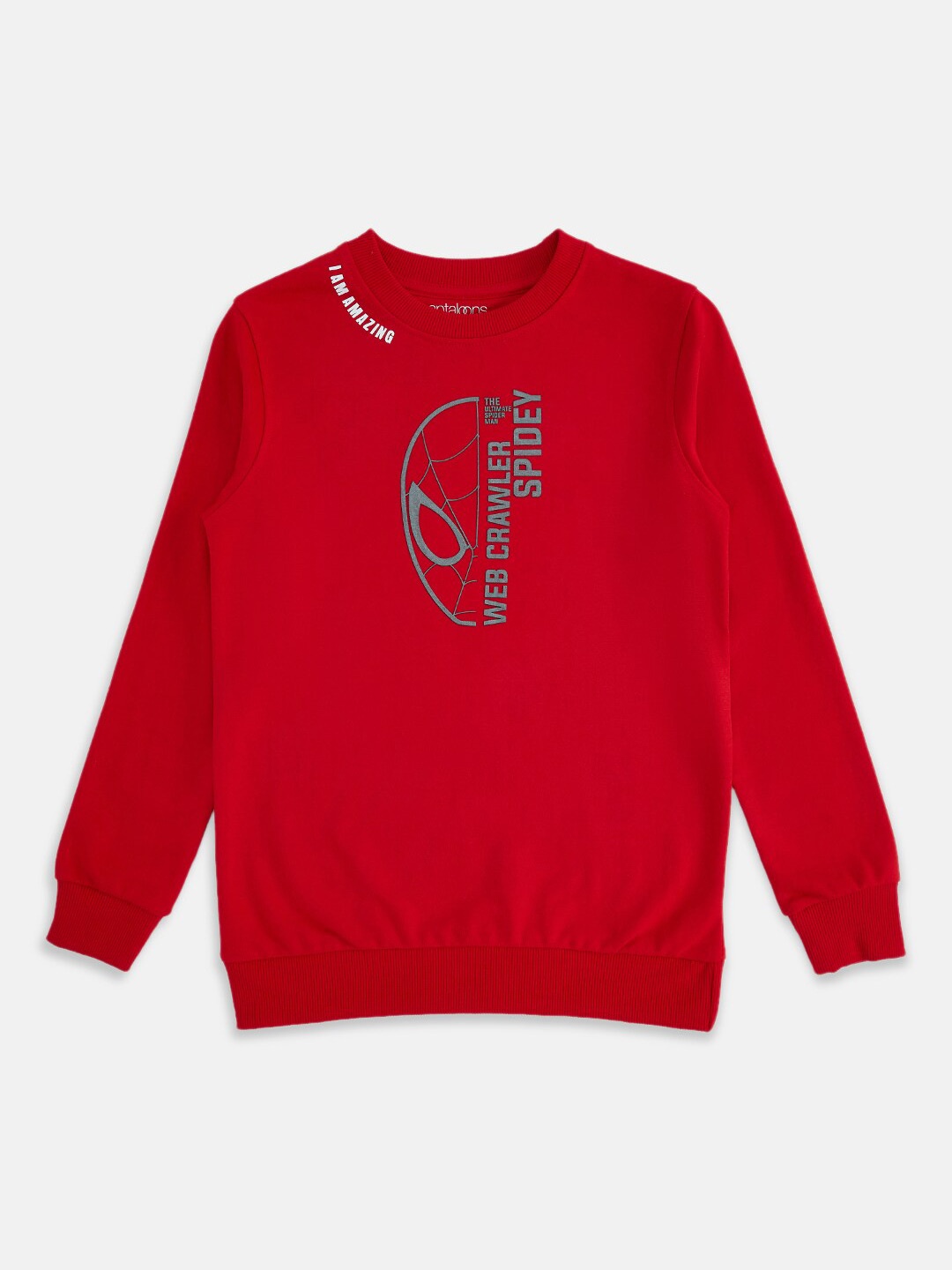 

Pantaloons Junior Boys Spider-Man Printed Pullover Cotton Sweatshirt, Red
