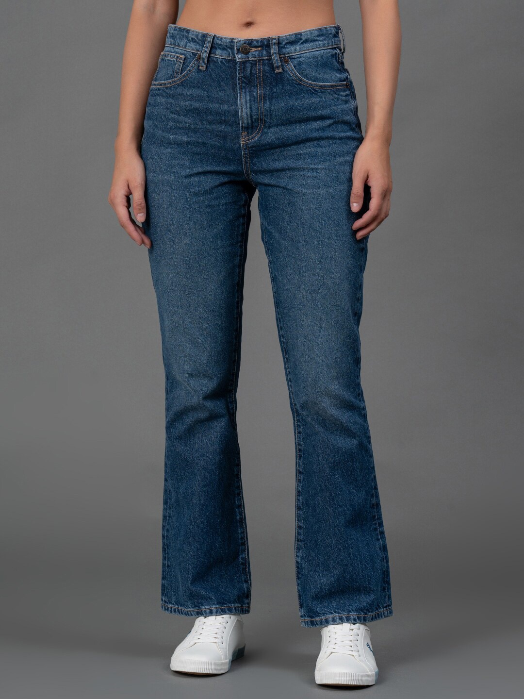 

Mode by Red Tape Flared Fit Mid-Rise Light Fade Jeans, Blue