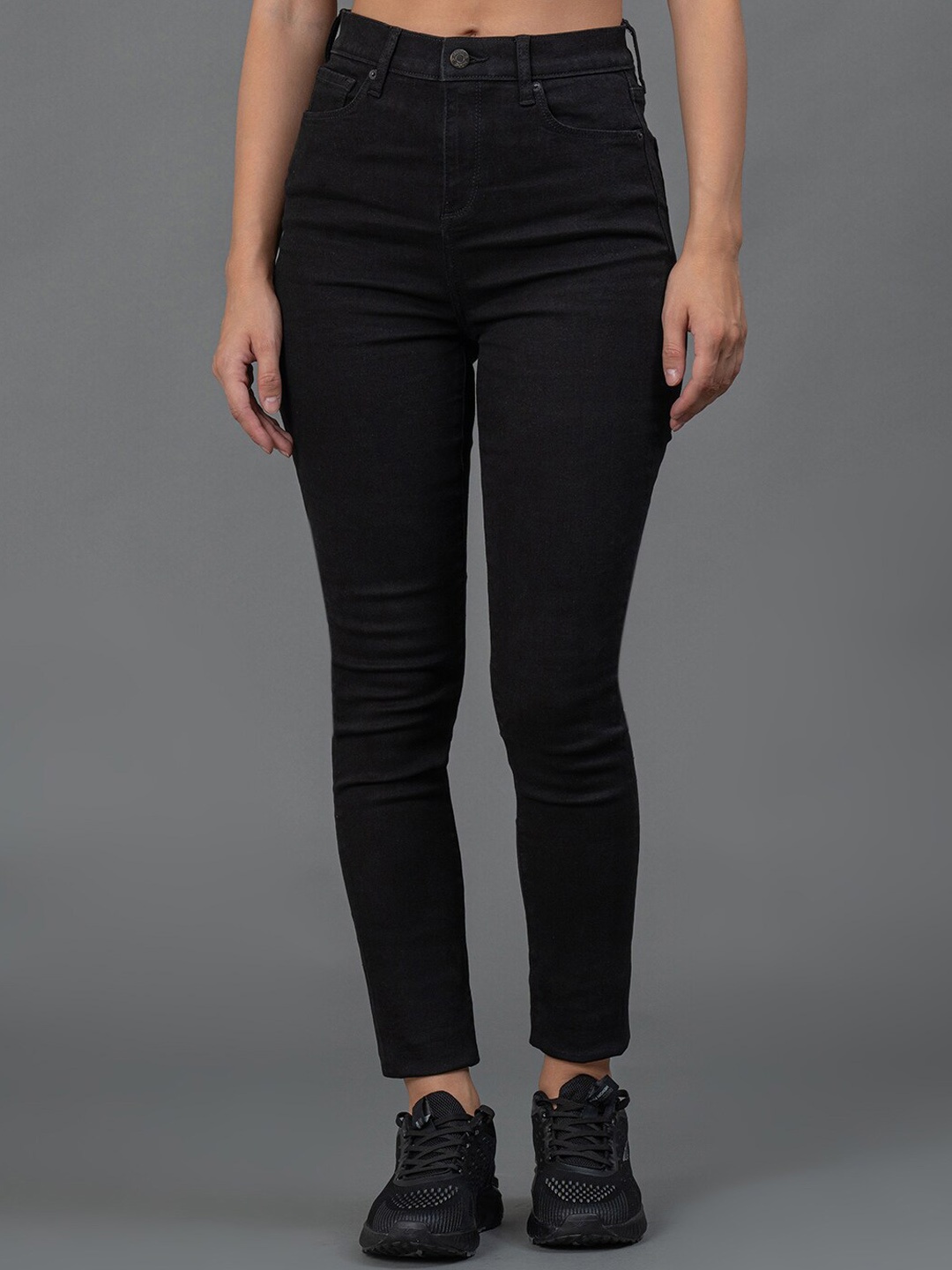 

Mode by Red Tape Women Skinny Fit High-Rise Cotton Jeans, Black