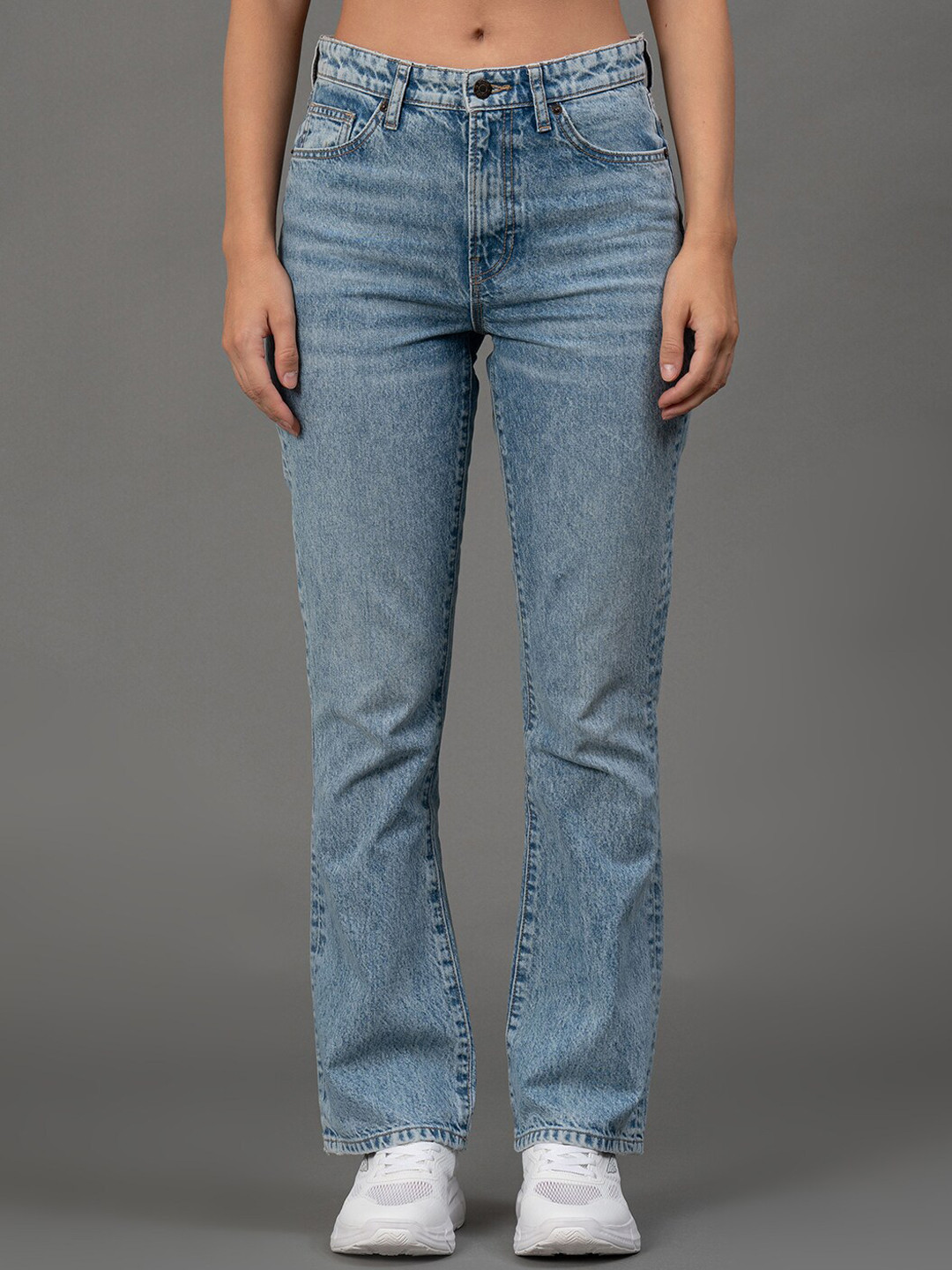 

Mode by Red Tape Flared Fit Mid-Rise Heavy Fade Jeans, Blue